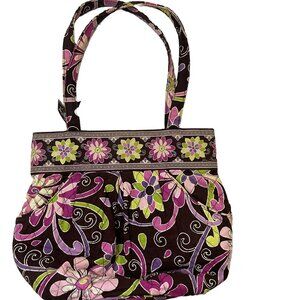 Vera Bradley Morgan Tote Purple Punch Quilted Shoulder Bag 13x11
